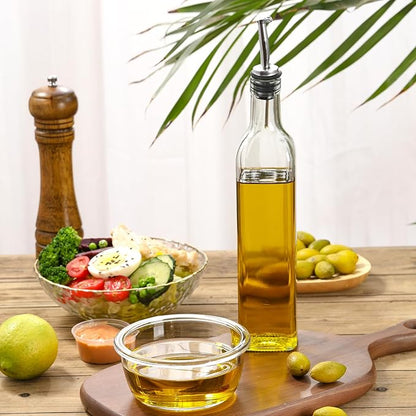 AOZITA 17oz Clear Glass Olive Oil Dispenser Bottle - 500ml Oil & Vinegar Cruet with Pourers and Funnel - Olive Oil Carafe Decanter for Kitchen - Image 8