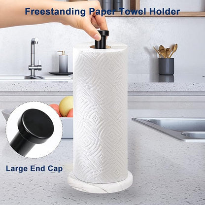 NearMoon Standing Paper Towel Holder, Kitchen Paper Towel Tissue Holder- for Bathroom Countertop, Standard or Jumbo-Sized Roll Paper (with Marble Base, Matte Black) - Image 5