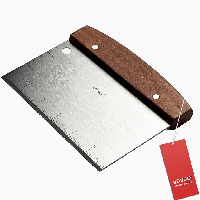 Vovoly Multipurpose Bench Scraper Kitchen Utensil for Flat Top Griddle, Dough Scraper Cutter for Bread and Pizza Cutter - Stainless Steel Metal Griddle Scraper Chopper by VOVOLY
