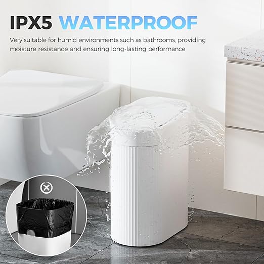 jinligogo 2 Pack 5 Gallon Bathroom Trash Can with Lid, Automatic Motion Sensor White Trash Can, Touchless Slim Waterproof Garbage Bin for Kitchen, Bedroom, Office, and Bathroom - Image 4