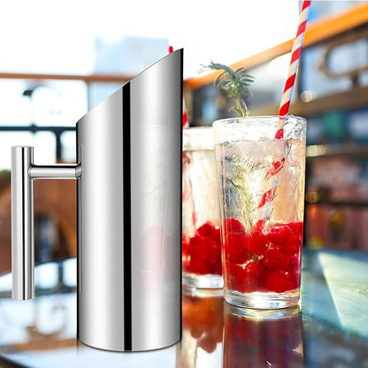 Funnymoom 3 Pack 35oz/1l Stainless Steel Water Pitcher Modern Metal Pitcher with Ice Guard Silver Carafe Drink with Handle or Iced Hot Drink Tea Juice Coffee Beer - Image 5