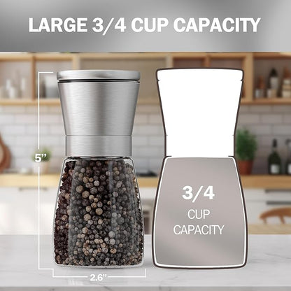 Home EC Original Stainless Steel Sea Salt and Pepper Grinder Set of 4 - Adjustable Ceramic - Glass Salt and Pepper Shakers Mills - Modern Kitchen Spice Mill W/Funnel & EBook - Image 3