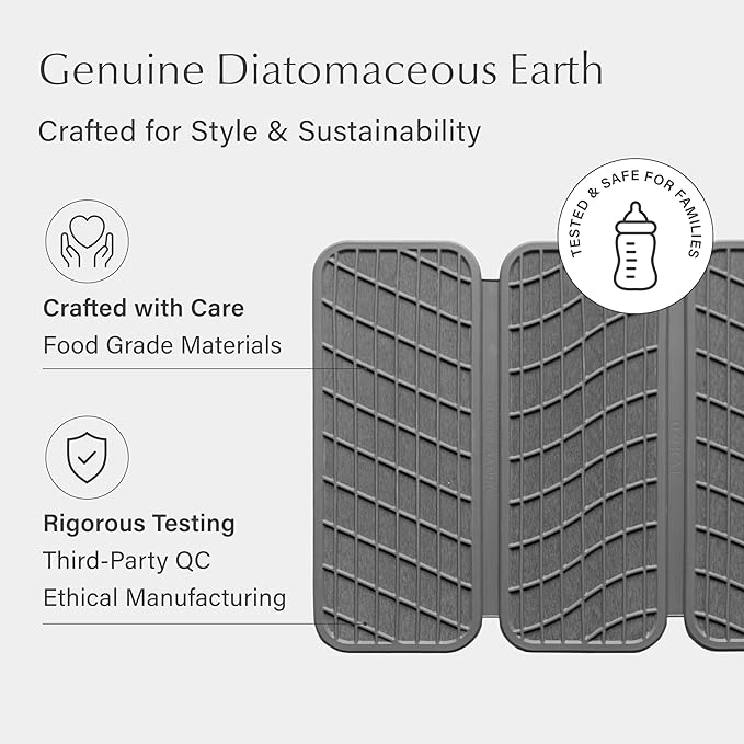 Dorai Home Dish Pad - Collapsable Stone Dish Drying Mat with Diatomaceous Earth for Quick Drying - Ultra Absorbent - Encased in Woven Silicone - Eco-Friendly, Foldable - Original 19.9"x15.2", Slate - Image 4