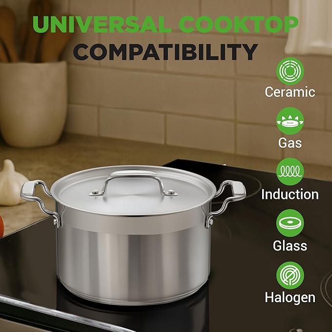 NutriChef 5-Quart Stainless Steel Stockpot with Lid- 18/8 Food Grade Heavy Duty Inox Large Stock Pot for Stew, Soup, Works w/ Induction - Image 7