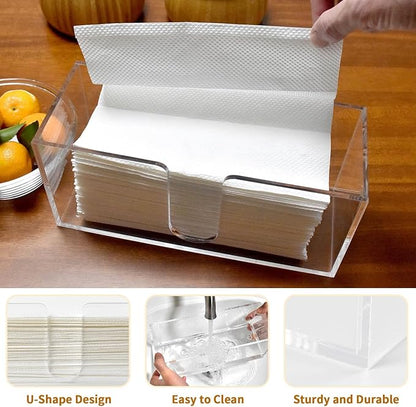 2 Pack Acrylic Paper Towel Holder, Countertop Napkin Dispenser for C-Fold, Multi-Fold & Trifold Paper Towels, 5mm Transparent Acrylic for Kitchen, Bathroom & Restaurant (2)