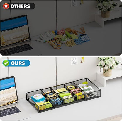 Marbrasse Expandable Desk Drawer Organizer, Mesh Drawer Organizer Tray with 10 Adjustable Compartments, Desk Organizers and Accessories for Office Supplies (Longer Expandable Drawer Organizer-B) - Image 8