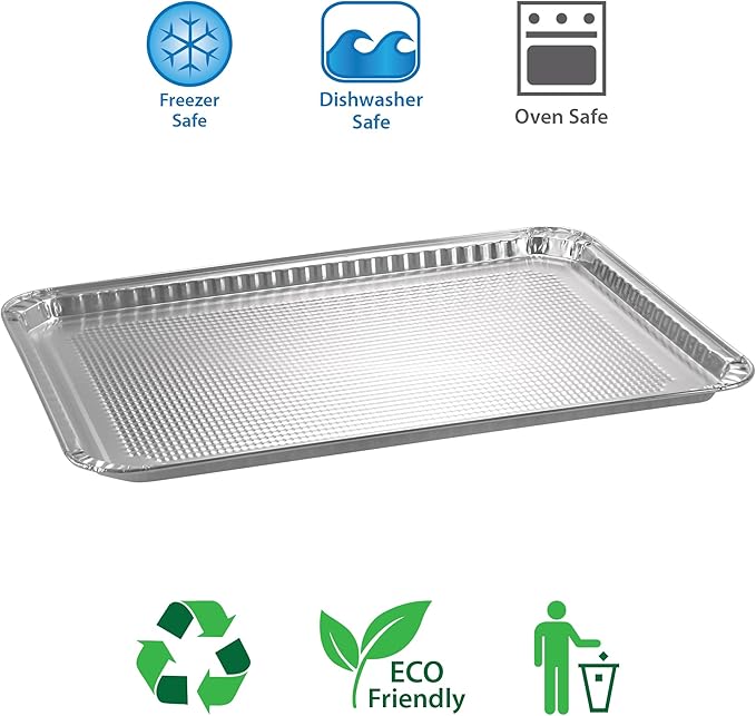 Aluminum Pans Half Size Textured Cookie Sheet 15 Count Durable Nonstick Baking Sheets 15.87" x 11" - Sheet Pan, Baking Tray, Cookie Sheets, Foil pans, Foil trays, Sheet Baking Pans - Image 4