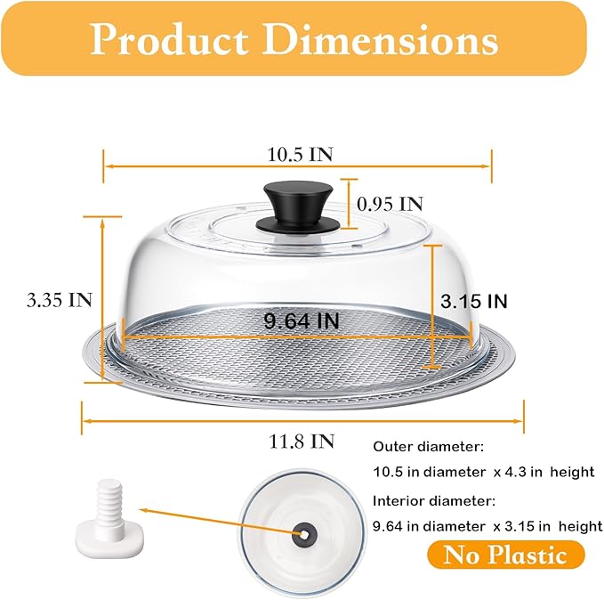High Borosilicate Glass Microwave Splatter Cover for Food with Silicone Mat, Plate Guard Lid with Vent Hole