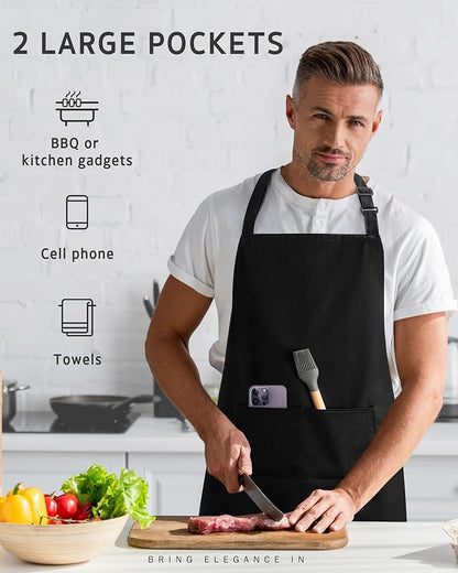 Syntus Chef Apron for Men Women Kitchen Cooking Apron with Pockets, Adjustable Bib Aprons Stain Resistant