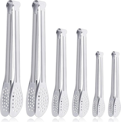 6 Pack Buffet Tongs,Stainless Steel Serving Tongs Serving Utensils 7Inch,9Inch,12Inch by Must-havesForYourKitchen