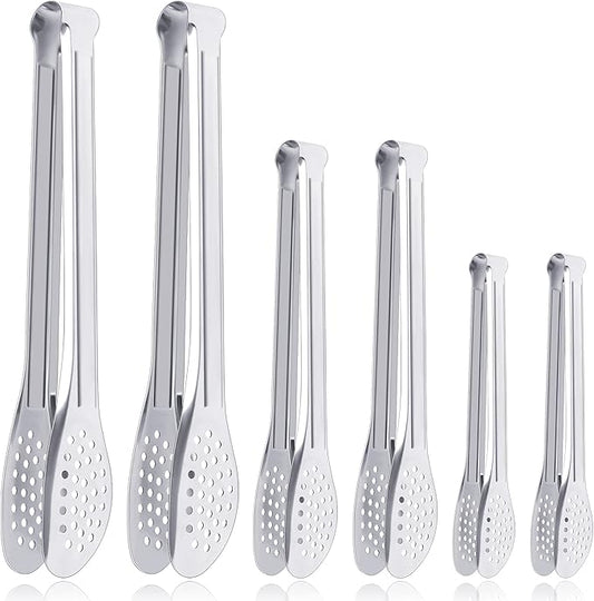 6 Pack Buffet Tongs,Stainless Steel Serving Tongs Serving Utensils 7Inch,9Inch,12Inch by Must-havesForYourKitchen