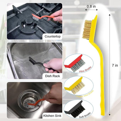 9 Pack Crevice Cleaning Brush Set, Hard Bristle Detail Brush Set for Deep Cleaning Kitchen, Bathroom, Grout, Sink, Bottle, Blender, Corners, Tight Spaces - Image 4