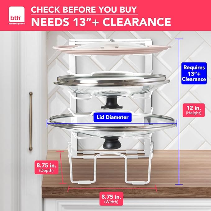 Free-Standing Adjustable Pot Lid Organizer for Cabinet - Kitchen Storage Rack 6 Adjustable Shelves, Pot Lid Holder, Pan and Pot Rack Organizer, Pantry & Inside Cabinet Organizer (13” Clearance) - Image 2