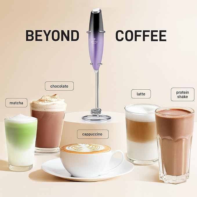 Zulay Kitchen Whisk Milk Frother with 4 Duracell Batteries - Powerful Handheld Foam Maker for Coffee, Lattes, Matcha, Hot Chocolate & Cappuccinos - Whip Creamy Froth in Seconds - Image 3