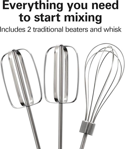 Hamilton Beach 6-Speed Electric Hand Mixer with Whisk,Traditional Beaters,Snap-On Storage Case,250 Watts,White,(Pack of 2)