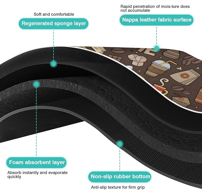 Coffee Bar Mat Accessories for Countertop Super Absorbent Anti-Slip Silicone Dish Drying Mats Kitchen Counter Draining Pad Decor Gift Fit Maker Pot Espresso Machine 24inx18in, (DS)