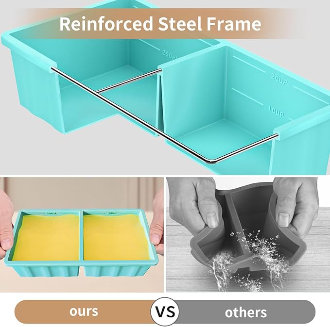 Silicone Freezer Tray for Soup Ice Cubes: 2-Cup Freezing Tray with Lid for Meal Prep - 2Pack Silicon Soup Portion Freeze Trays Make Stock Souped Ice Cube - Image 3