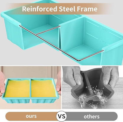 Silicone Freezer Tray for Soup Ice Cubes: 2-Cup Freezing Tray with Lid for Meal Prep - 2Pack Silicon Soup Portion Freeze Trays Make Stock Souped Ice Cube - Image 3