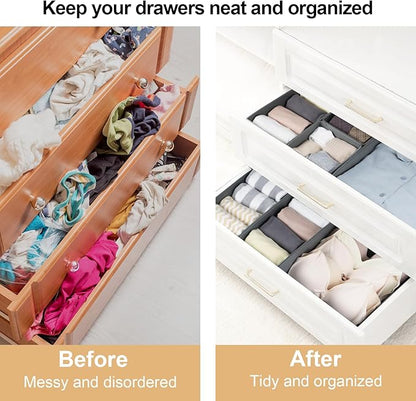 Fordonral 16 Pack Drawer Organizer Clothes, Foldable Fabric Dresser Organizer Closet Organizers and Storage Box for Underwear,Folded Clothes,Baby Clothing,Socks,Bra,Towels,Ties(Gray) - Image 3