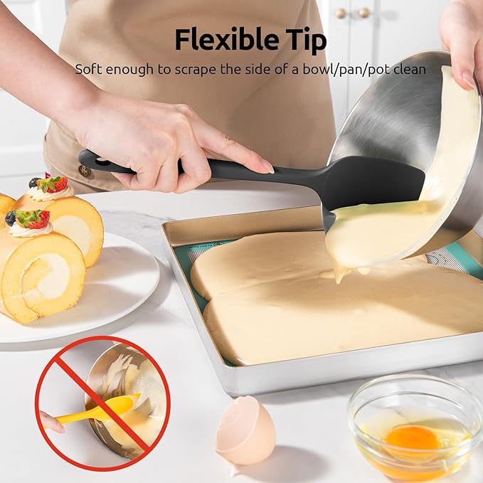 U-Taste Silicone Spatula Set with 600 Degrees Fahrenheit Heat Resistant (Black) - Image 4