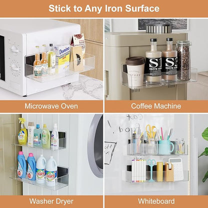 Mystozer Magnetic Spice Rack for Refrigerator, Kitchen Organizer and Storage Shelf, Clear(2 Pack) - Image 5