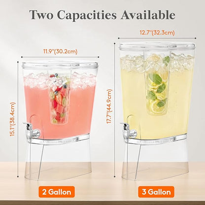 Lifewit 2 Gallon Drink Dispenser for Parties, Large Plastic Beverage Container for Juice/Tea/Soda with Stand & Ice Core, Clear Lemonade Dispenser with Spigot, BPA Free Water Pitcher for Hosting - Image 3