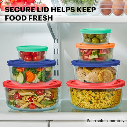 Pyrex Simply Store (7-Pack) Glass Food Storage Containers Set, (1, 2, 4 & 7 Cup) Meal Prep Containers With Plastic BPA-Free Lids, Dishwasher & Microwave Safe - Image 4