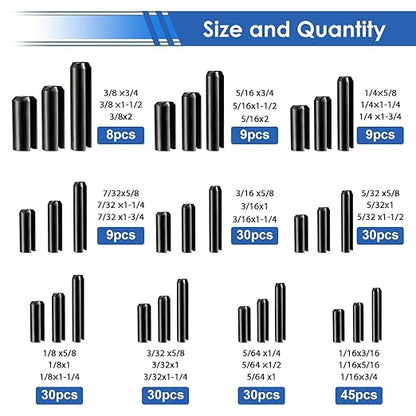 230Pcs Roll Pin Set SAE 1/16 5/64 3/32 1/8 5/32 3/16 7/32 1/4 5/16 3/8 Inch Roll Pins Assortment Kit for for Home Improvement Automotive Repair