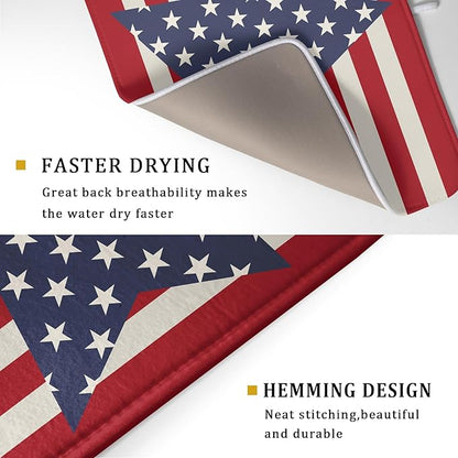 Blue Star Patriotic July of 4th Dish Drying Mat for Kitchen Counter 18x24 Independence Day Red Striped Absorbent Reversible Microfiber Drying Mats Kitchen Countertop Protector Dishes Drainer Rack Pad - Image 3