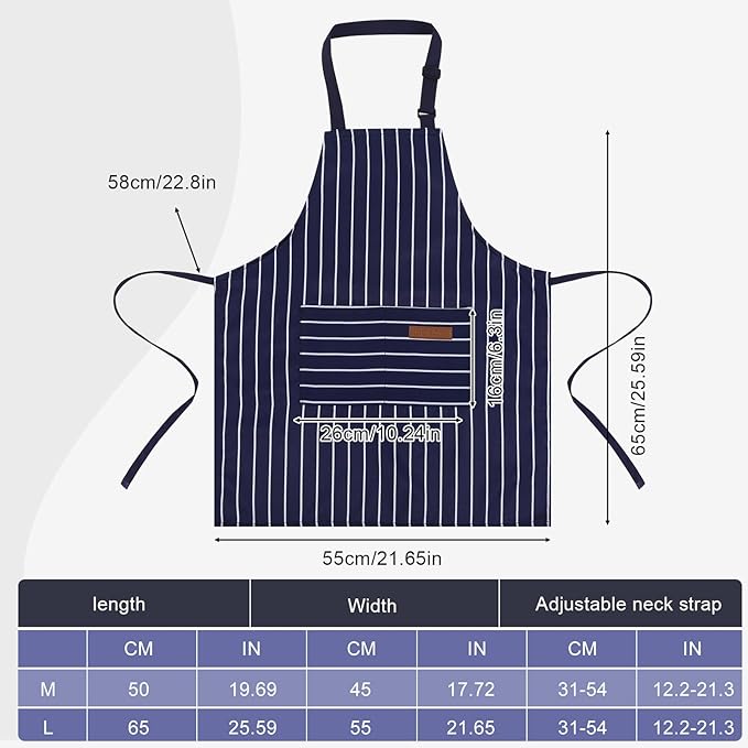 2 Pack Stripes Kids Apron, Kids Cooking Aprons with 2 Pockets, Cute Aprons for Cooking for Boys and Girls
