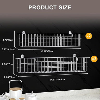 Spice Rack Wall Mount, 4-Pack Seasoning Organizer for Kitchen Storage Organization, Spice Holder Shelf Saving Space for Cabinet, RV, Pantry, Silver - Image 3