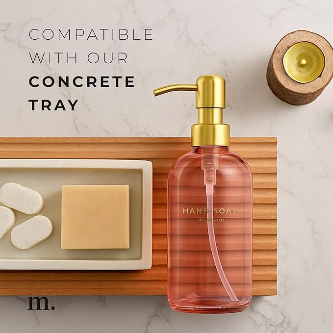 MaisoNovo Soap Dispenser 2-Piece Set | 16.9oz Pink Bottles with Gold Stainless Steel Pump Core