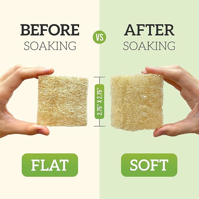 Natural Loofah Dish Sponge (Pack 30) Multipurpose Dish Sponges - 100% Biodegradable Compostable Dishwashing Scouring Pad Zero Waste (2.75" x 2.75" Each) - Image 3