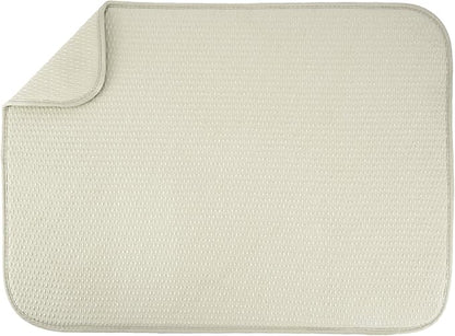 S&T INC. Dish Drying Mat XL, 18” x 24”, Absorbent Microfiber Kitchen Counter Mat, Drying Pad for Dishes, Utensils, Pots and Pans, Extra Large, Diamond Texture, Cream by STINC