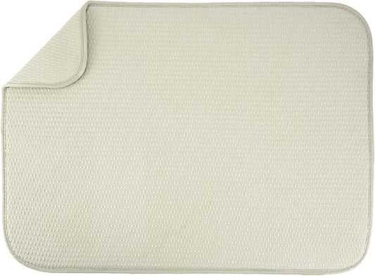 S&T INC. Dish Drying Mat XL, 18” x 24”, Absorbent Microfiber Kitchen Counter Mat, Drying Pad for Dishes, Utensils, Pots and Pans, Extra Large, Diamond Texture, Cream by STINC