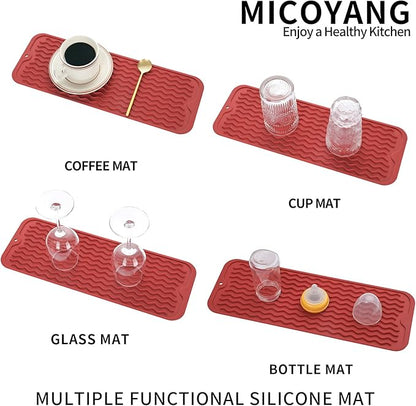 MicoYang Silicone Dish Drying Mat for Multiple Usage,Easy clean,Eco-friendly,Heat-resistant Silicone Mat for Kitchen Counter,Sink,Bar,Bottle,or Cup Red M 17 inches x 6 inches - Image 4