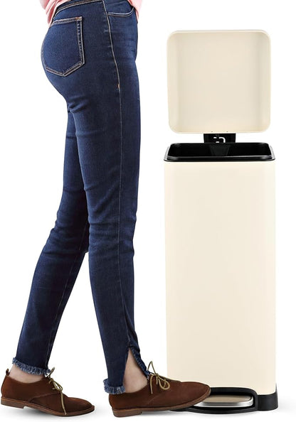 happimess HPM1007F Betty Retro 8-Gallon Step-Open Trash Can with Soft-Close Lid, Fingerprint Resistant, Modern, Minimalistic for Home, Kitchen, Laundry Room, Office, Bedroom, Bathroom, Almond - Image 6