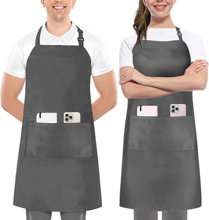 Utopia Kitchen 2 Pack Bib Apron, Adjustable with 2 Pockets, Water and Oil Resistant, Cooking Kitchen Chef Apron for Women Men by UTOPIAKITCHEN