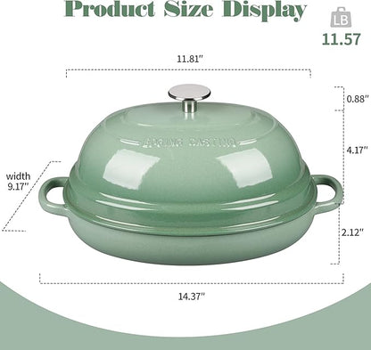 EDGING CASTING Enameled Oval Cast Iron Dutch Oven Pot with Lid, Bread Dutch Oven for Sourdough Bread Baking, Dutch Oven Bread, Bread Oven, 6QT, Sage Green - Image 2