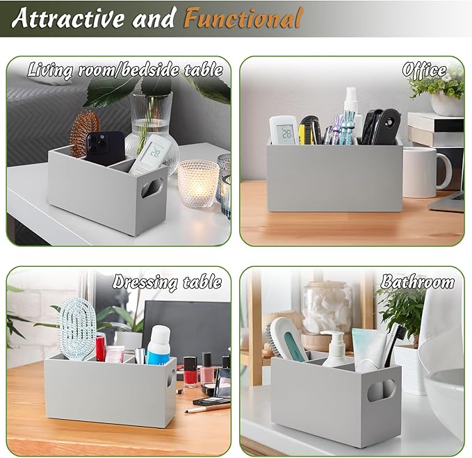 DRASTAR Wooden Silverware Caddy, Flatware Cutlery Holder, Kitchen Utensil Holder for Countertop, Silverware Organizer Containers for Party, Gray - Image 6