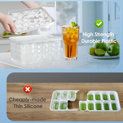 WIBIMEN Ice Cube Tray with Lid and Bin - Round Ice Trays for Freezer with Lid - Ice Cube Trays for Freezer with Ice Container (1"-2PACK White) - Image 7