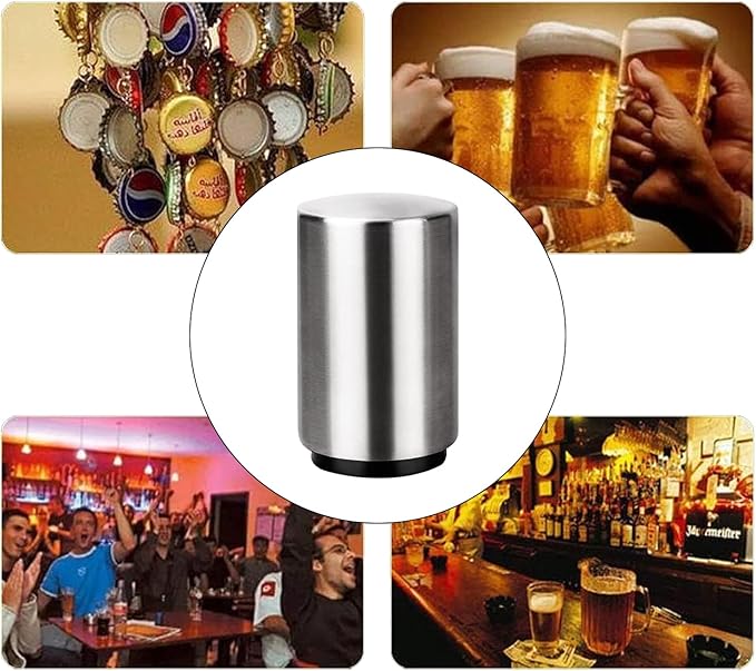 Father's Day Gift for Dad, YUDANSI Push Down Bottle Opener, Automatic Beer Openers, Stainless Steel Bottle Cap Mover, Funny Kitchen Gadgets, Beer Bar Accessories Gifts for Him BF, Magnetic Corkscrew