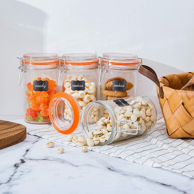 Glass Jars With Airtight Lids, 16 oz Glass Jars With Leak Proof Rubber Gasket,Wide Mouth Mason Jars With Hinged Lids For Kitchen Canisters,Glass Storage Containers 12 Pack - Image 8