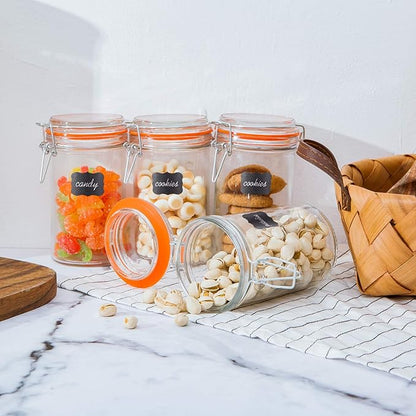 Glass Jars With Airtight Lids, 16 oz Glass Jars With Leak Proof Rubber Gasket,Wide Mouth Mason Jars With Hinged Lids For Kitchen Canisters,Glass Storage Containers 12 Pack - Image 8