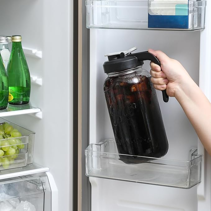 2 Quart Glass Pitcher with Lid - Airtight & Leakproof Mason Jar Pitcher with Filter Lid, Wide Mouth Glass Jar, Heavy Duty Glass Container for Water, Juice, Milk, Tea, Iced Coffee, and Drinks - Image 6