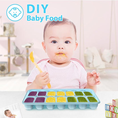 DOQAUS Ice Cube Trays 4 Pack, 56 pcs Silicone Ice Cubes Tray Maker with Spill-Resistant Removable Lid, Easy Release & Pop out, LFGB and BPA Free, Stackable Flexible, for Baby Food, Cocktail, Coffee