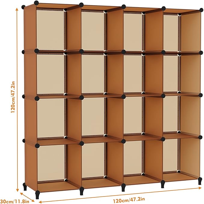 HOMIDEC Cube Storage Organizer 16-Cube Storage Shelf, Closet Organizer for Garment Racks, Closet Organizers and Storage with Metal Hammer, Bookshelf for Kids, (48.4 L x 12.2 W x 48.4 H Inches) - Image 3