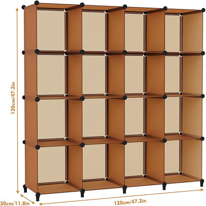 HOMIDEC Cube Storage Organizer 16-Cube Storage Shelf, Closet Organizer for Garment Racks, Closet Organizers and Storage with Metal Hammer, Bookshelf for Kids, (48.4 L x 12.2 W x 48.4 H Inches) - Image 3