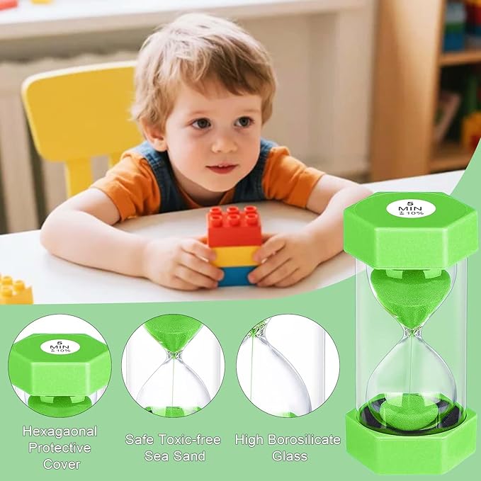Hourglass 3 Minute Sand Timer, Green Plastic Sand Clock 3 Min, Colorful Hour Glass Sandglass for Classroom Gmaes Home Office Decor (Green)