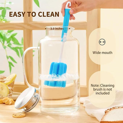 Hannadepot Glass Pitcher, 3.5L/118 oz Glass Water Pitcher with Lid and Spout, Heat/Cold Resistant Borosilicate Glass Water Carafe for Coffee, Juice and Homemade Beverage